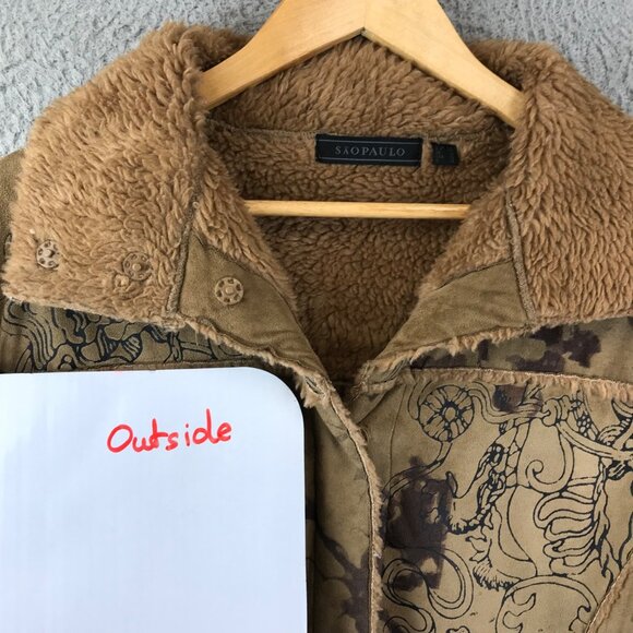 Sao Paulo Womens Faux Suede Shearling Lined Mid-Length Coat 10 - Picture 14 of 14